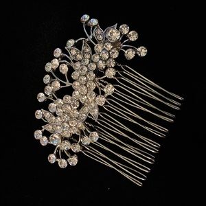 Silver Jeweled Hair Comb
